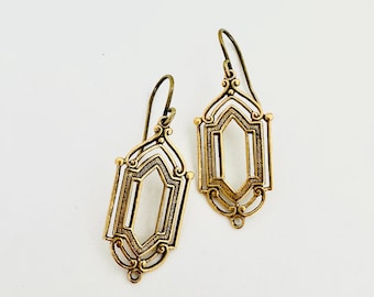 Gold Ox Art Deco Earrings