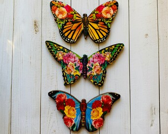Rose Butterfly Hair Accessory Red Pink Blue Butterflies