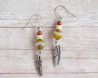 Feather Earrings Boho Jewelry