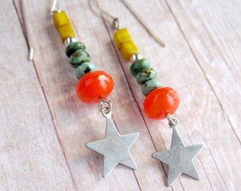 Star Earrings Circus Jewelry Carnival Turquoise