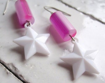 Star Earrings Vintage Lucite Fantasy Carnival Circus Jewelry