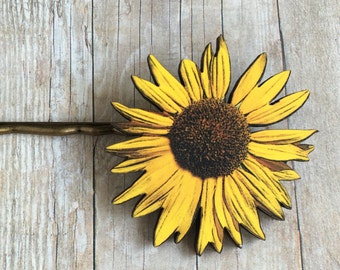 Yellow Sunflower Hair Accessory Pin Barrette Garden Accessories Hippie Boho