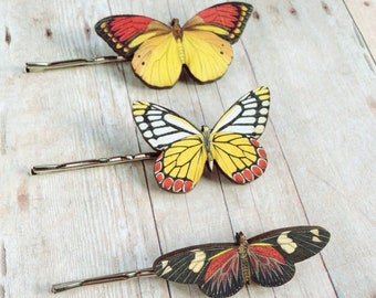 Red Yellow Black Butterfly Hair Accessory Fairy Barrette