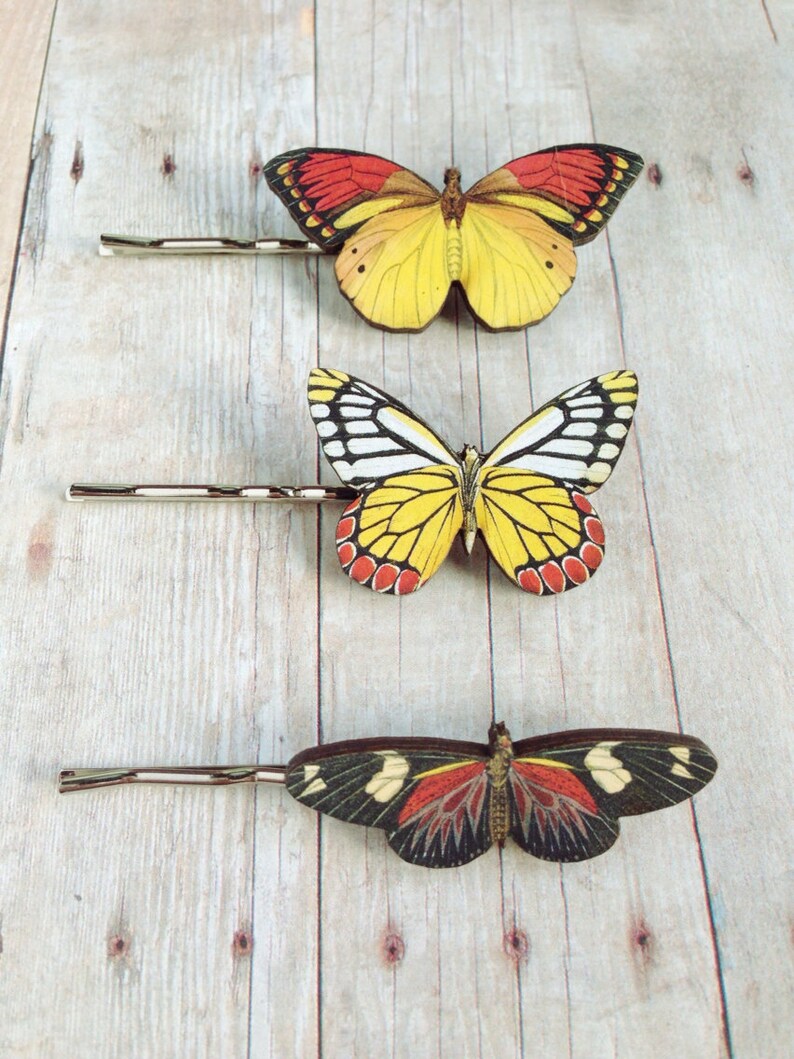 Red Yellow Black Butterfly Hair Accessory Fairy Barrette image 3