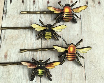 Bee Hair Pin Insect Accessory Bumblebee Barrette Gift For Gardener Save The Bees