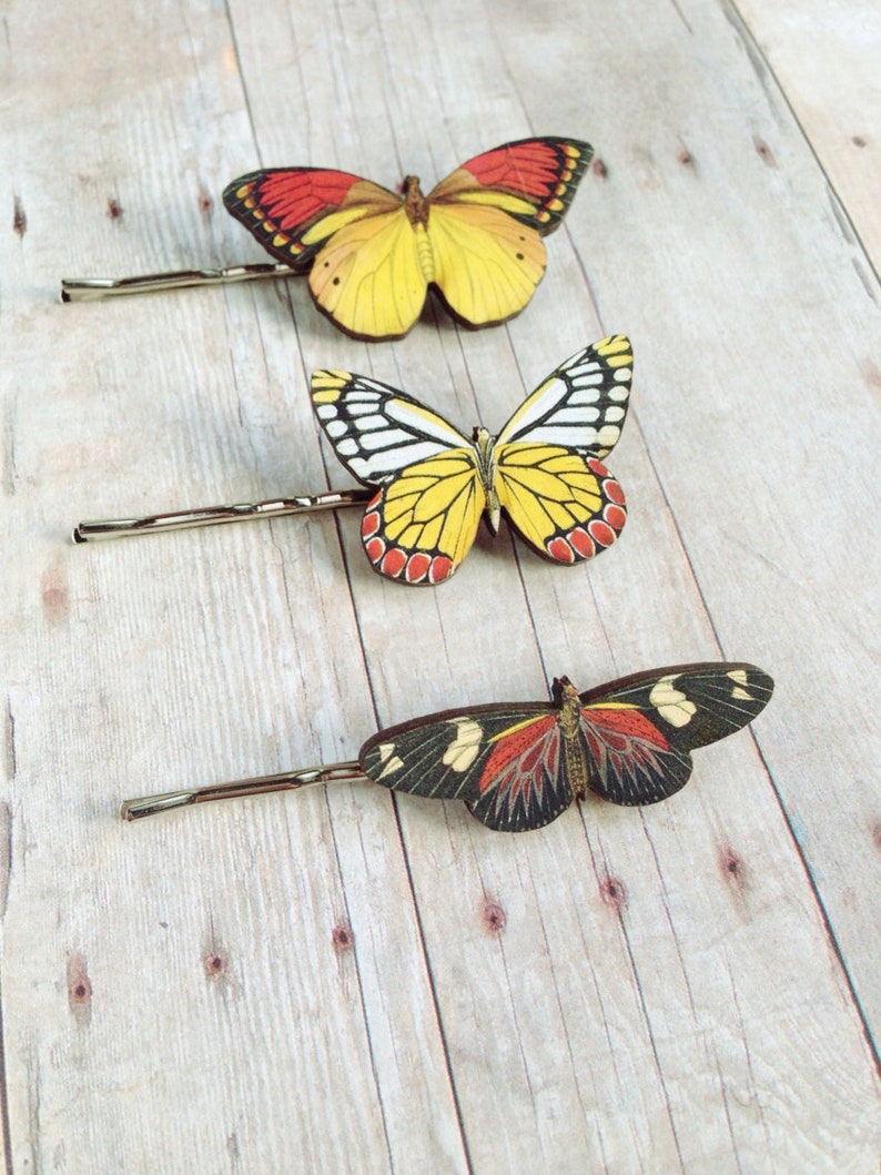 Red Yellow Black Butterfly Hair Accessory Fairy Barrette image 1