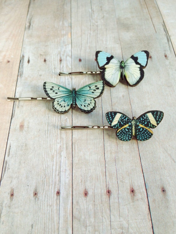 VTG Hair Comb. Three Blue Butterflies VTG Hair Comb. Three Blue Butterflies main image 2