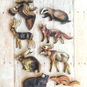 Fox Brooch Badger Eagle Bear Deer Jewelry Woodland Accessories image 1