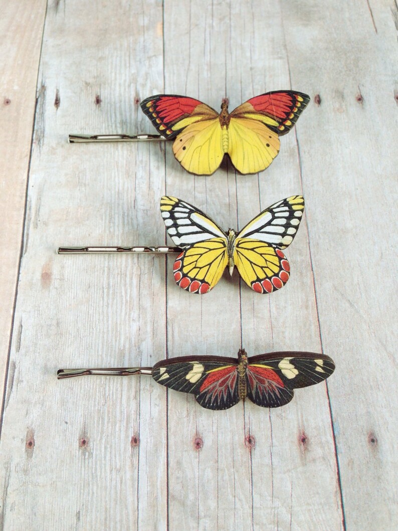 Red Yellow Black Butterfly Hair Accessory Fairy Barrette image 2