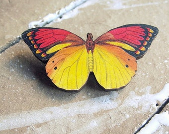 Red Yellow Butterfly Brooch