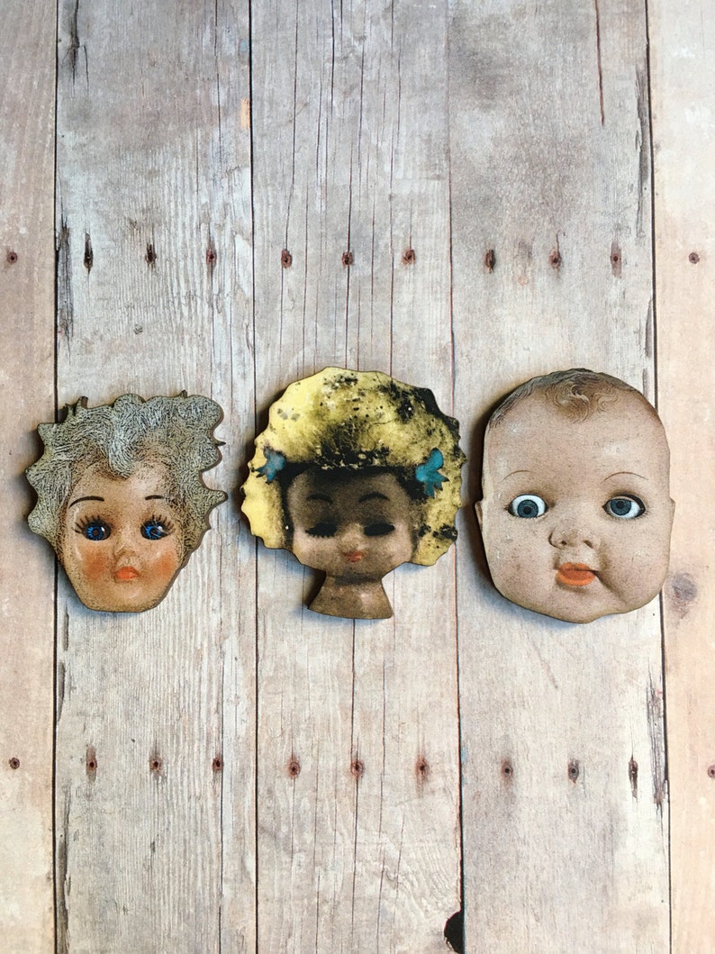 Doll Brooch Doll Parts Jewelry Doll Head Pin Etsy