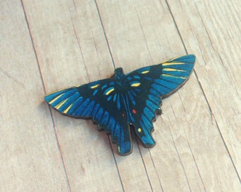 Blue Butterfly Brooch Insect Jewelry