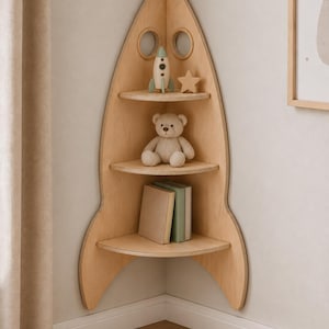 Rocket Corner Shelf DXF | Kids Room Plywood CNC Cut File (Digital Download)