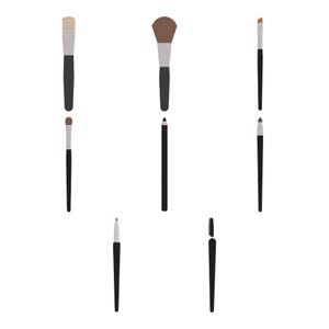 Makeup Brushes Embroidery Design - Cosmetic Tools Embroidery Design - Mini Fluffy Powder Brush Set Machine Embroidery Design Files - 8 Sizes