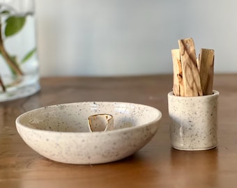 Modern Palo Santo & Incense Stick Holder Set - Ceramic Incense Burner Kit - Meditation Gift