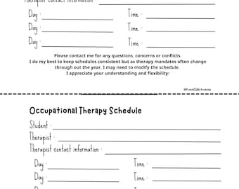 Occupational Therapy Caseload Management Forms | IEP Planning, Scheduling & Parent Communication Templates | School OT Printable