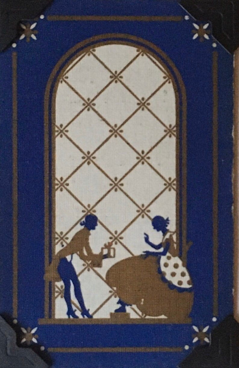 Victorian Fashion Vintage Historical Greeting Card: Featuring an Authentic Vintage Playing Card 1920/'s Courting Couple 1930/'s