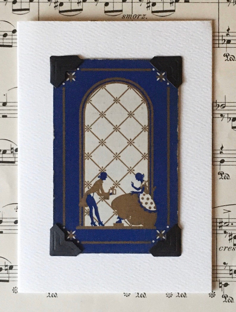 Victorian Fashion Vintage Historical Greeting Card: Featuring an Authentic Vintage Playing Card 1920/'s Courting Couple 1930/'s