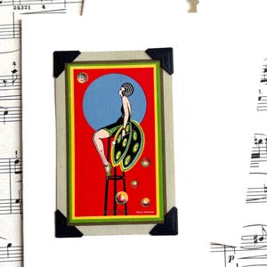 Vintage Art Deco Greeting Card: Featuring an Authentic Vintage Playing Card, 1920, Flapper Party Girl, 20s Dress, Bubbles, Vintage Birthday