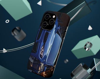 Blue Sports Car iPhone Case | Impact-Resistant, MagSafe Compatible Phone Cover