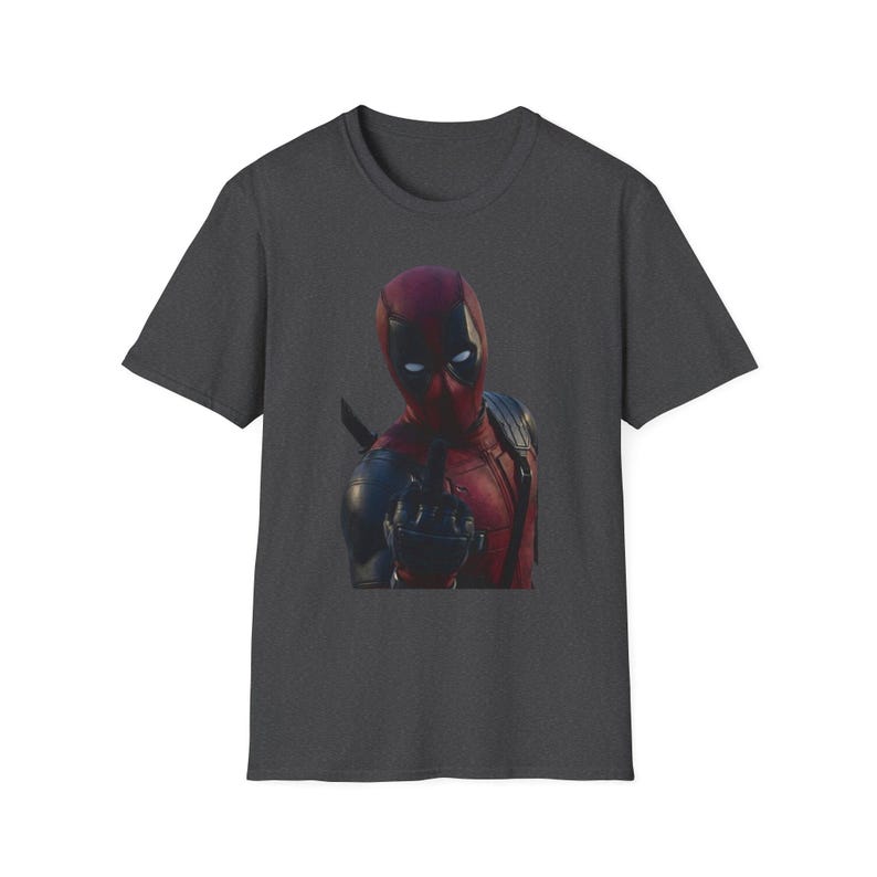 Masked Red Superhero Deadpool-Style T-Shirt | Comic Antihero Graphic image 5