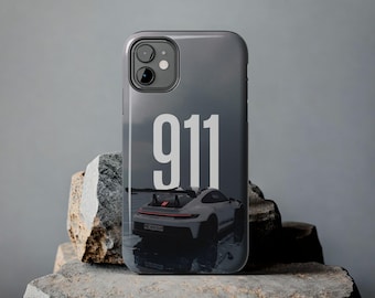 Porsche 911 Illustration Phone Case | Sports Car 911, Sleek Grey Design