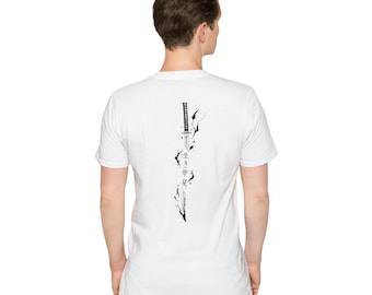 Katana Floral Vertical Design T-Shirt | Japanese Sword Back Print