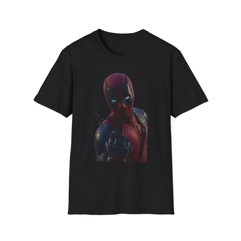 Masked Red Superhero Deadpool-Style T-Shirt | Comic Antihero Graphic image 3