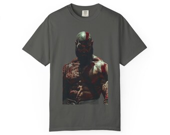 Kratos Bust T-shirt | Twin Blades and Axe Back Graphic Tee