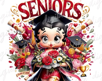 Cute Betty Boop Graduation png , Clipart Images, Digital design PNG file for sublimation, High Resolution, Instant Digital PNG Download