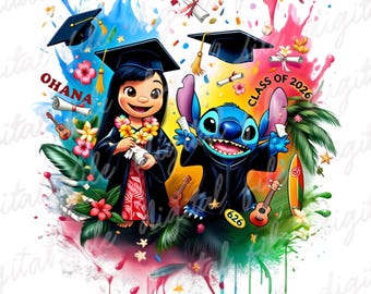 Stitch Graduation Splash Png, Stitch ohana png , stitch birthday png, stitch clipart