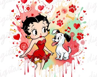 Betty Boop Dog png , Clipart Images, Digital design PNG file for sublimation, High Resolution, Instant Digital PNG Download