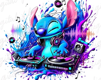 Stitch Splash, Clipart Images, Digital design PNG file for sublimation, High Resolution, Instant Digital PNG Download. Stitch PNG,