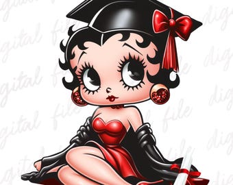 Cute Betty Boop Graduation png , Clipart Images, Digital design PNG file for sublimation, High Resolution, Instant Digital PNG Download