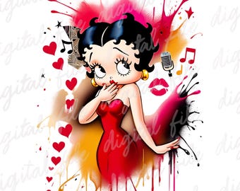 Cute Betty Boop png , Clipart Images, Digital design PNG file for sublimation, High Resolution, Instant Digital PNG Download
