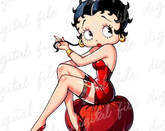 1 PNG Cute Betty Boop  Clipart Images, Digital design PNG file for sublimation, High Resolution, Instant Digital PNG Download