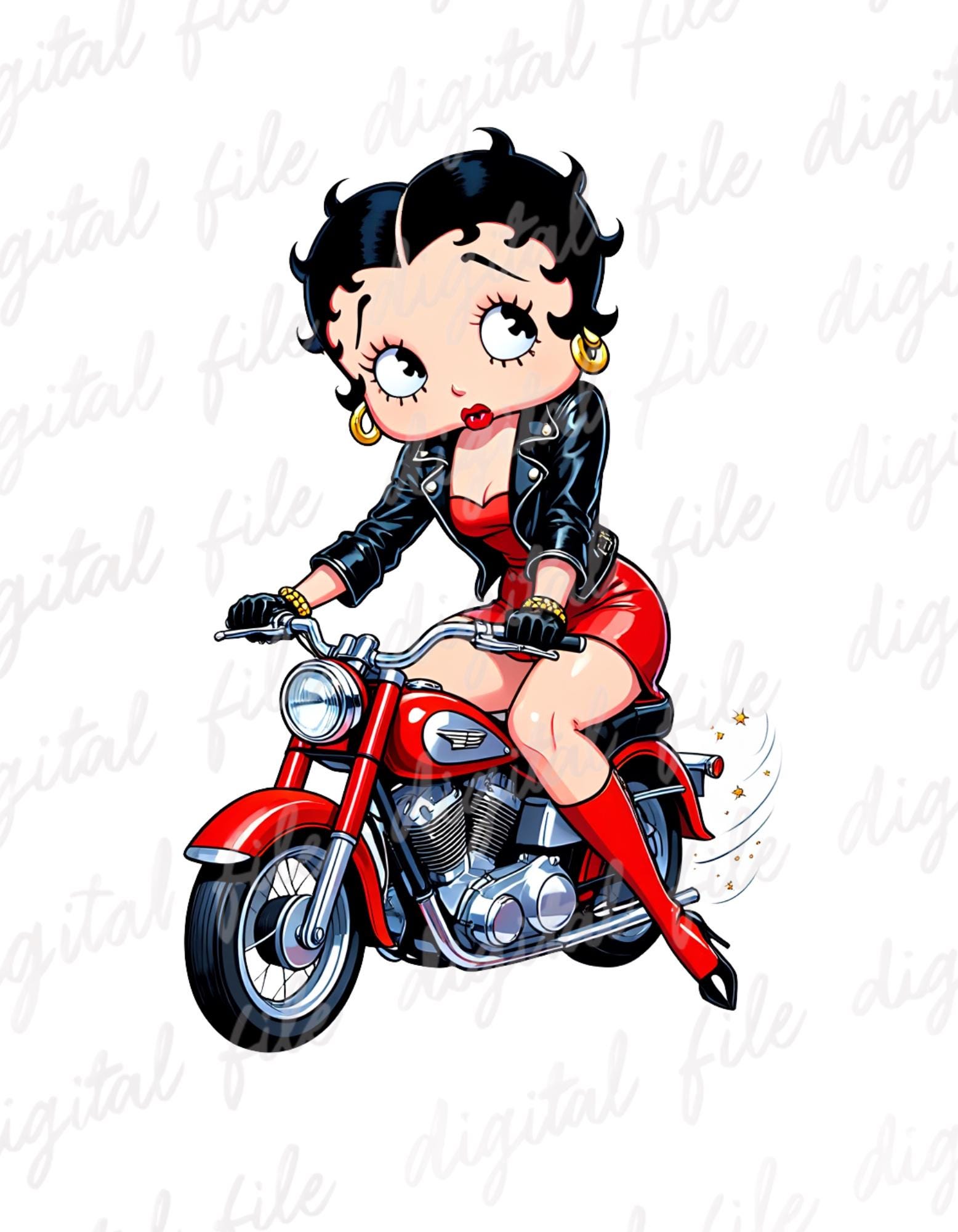 Black Betty Boop on Motorcycle - Etsy