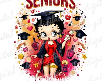 Cute Betty Boop Graduation png , Clipart Images, Digital design PNG file for sublimation, High Resolution, Instant Digital PNG Download
