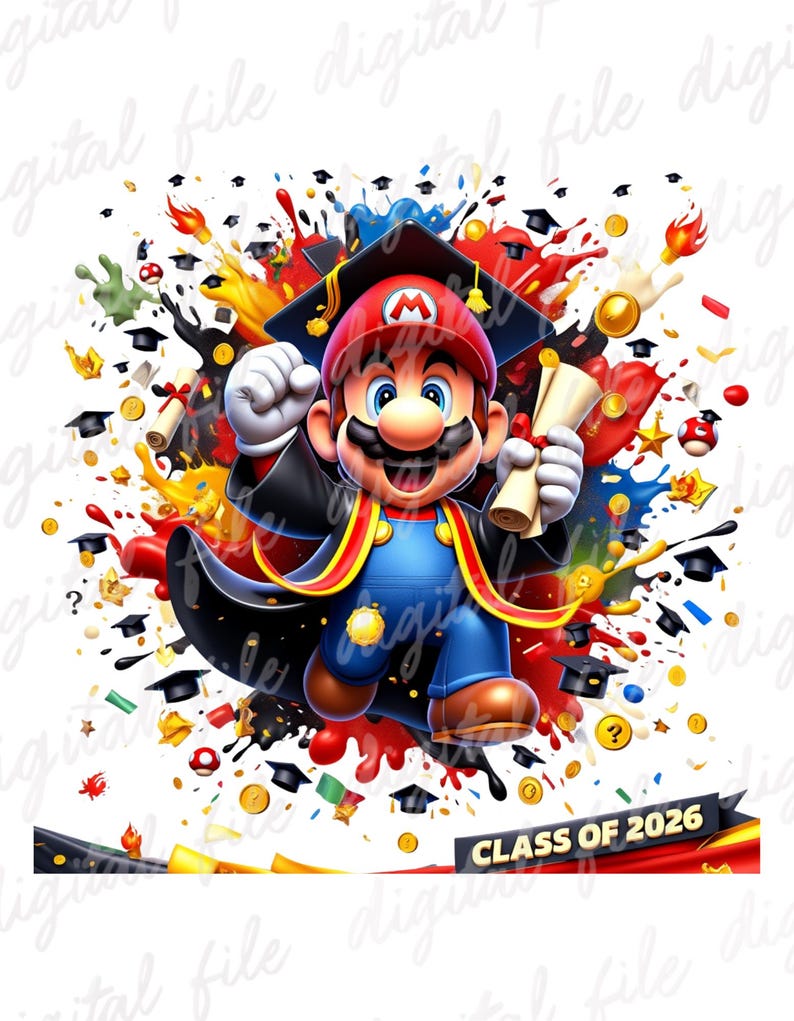 Super Mario Graduation Splash Png, Super Mario Watercolor Splash Png ...