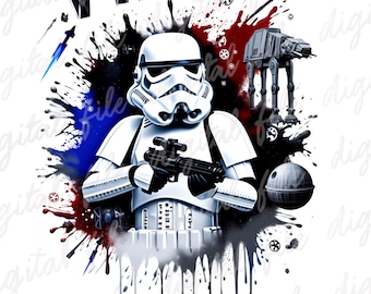 Star Wars Stormtrooper Splash Png and Watercolor Png Sublimation, Star Wars Movie Png, Tshirt Design Png