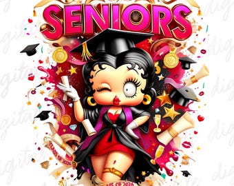 Cute Betty Boop Graduation png , Clipart Images, Digital design PNG file for sublimation, High Resolution, Instant Digital PNG Download