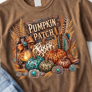 Western Pumpkin Patch PNG, Leopard Pumpkin PNG, Cowgirl Pumpkin Design, Vintage Pumpkin Sublimation, Fall Pumpkin Graphic, Boho Fall PNG