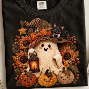 Patchwork Witch Ghost PNG, Fall Halloween Sublimation, Spooky Digital Download