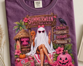 Summerween Babe PNG, Spooky Summer Ghost PNG, Beach Ghost Sub, Summerween PNG, Tropical Halloween, Pink Spooky Season, Vacation Ghost