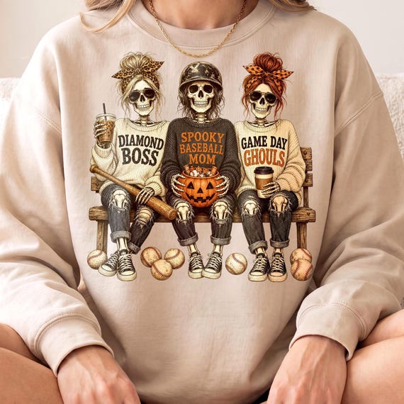 Spooky Baseball Mom Png, Halloween Baseball Mom Png, Skeleton Baseball Mom Shirt Design | Fall Sports Mom Png, Digital Download