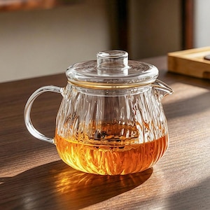 Borosilicate Glass Teapot with Lid, Clear Tea Pot for Loose Leaf Tea, Heat Resistant Glass Teapot, Blooming Tea Brewer,Birthday Gift For Her