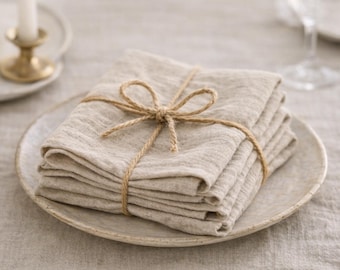 Zestaw serwetek lnianych, eleganckie serwetki materiałowe, miękki, prany len, dekoracja stołu weselnego i jadalnego, wielokrotnego użytku, ekologiczne serwetki
