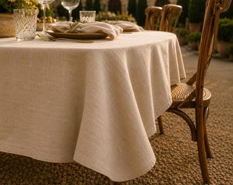 Natural Linen Tablecloth, Extra Long Table Cover, Custom Size Wedding Tablecloth, Linen Home Textiles, Outdoor Entertaining, Summer Style