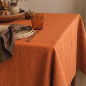 Orange Thanksgiving-duk, Linneduk, Höstinredning, Kök och matsal, Verandainredning, Extra stor julduk