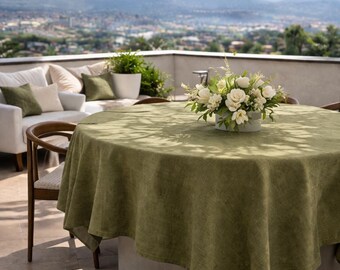 Washed Linen Tablecloth, Linen Home Textiles, Round Table Cloth, Rectangle Tablecloth, Linen Kitchen And Dining Table Cover, Outdoor Decor